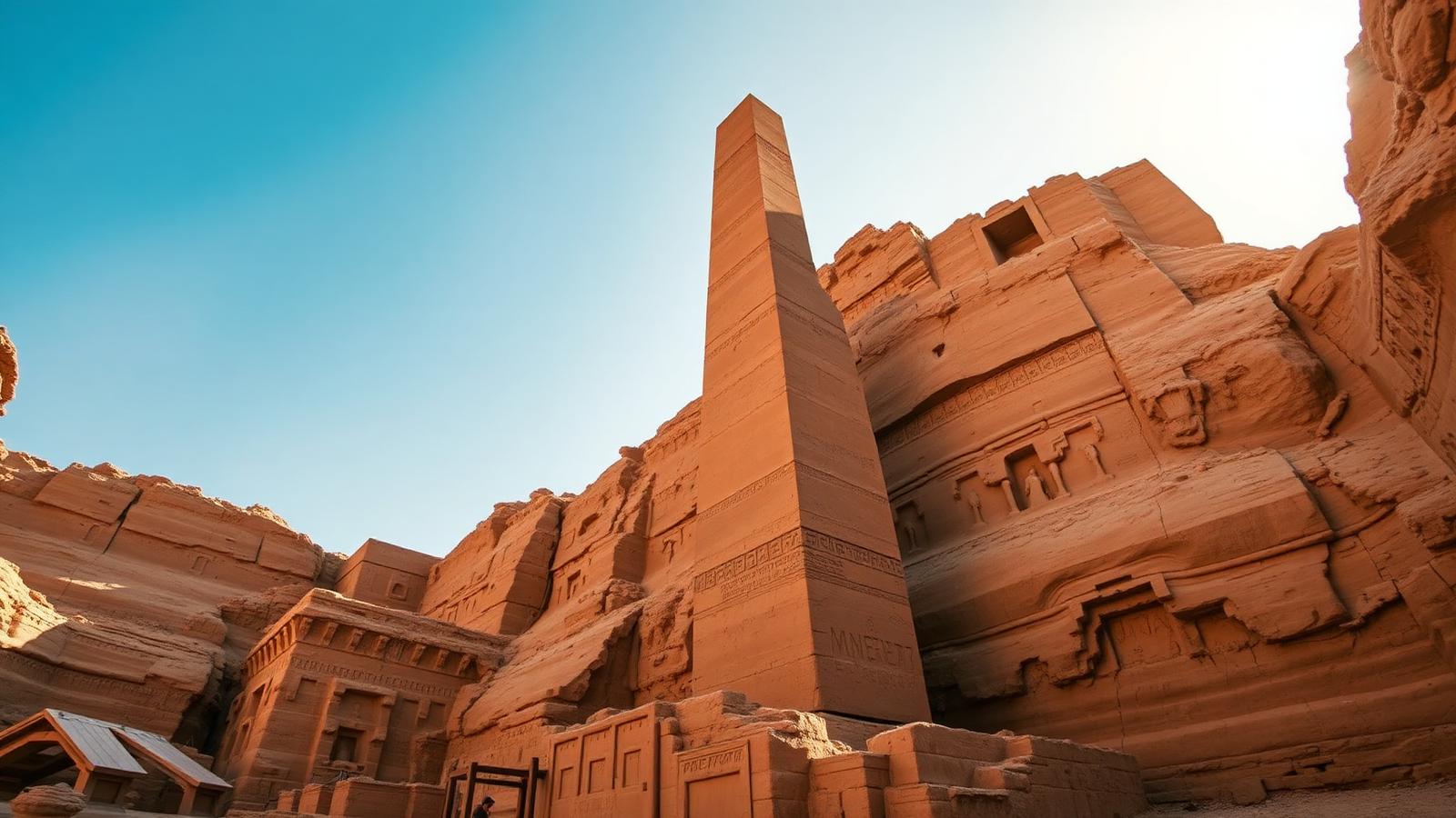 The Unfinished Obelisk lying in the ancient granite quarry of Aswan Egypt